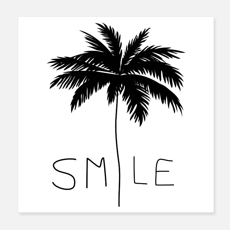 Smile Palm Schwarz Poster 20x20 cm