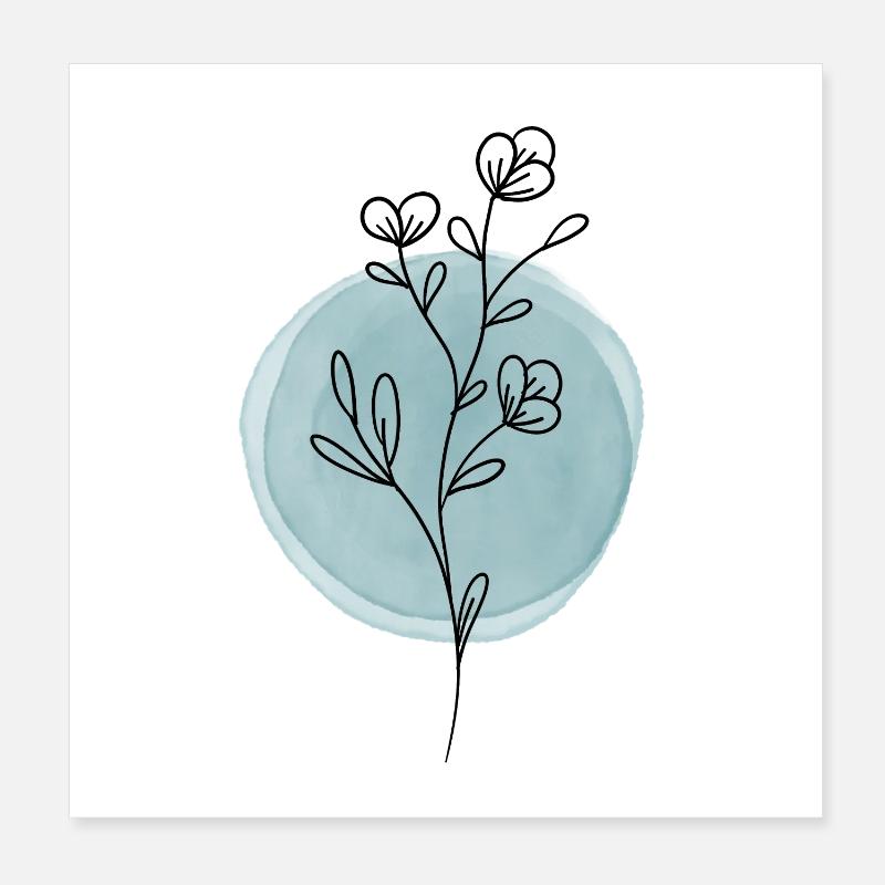 Fleur floral simple bleu Poster 20 x 20 cm