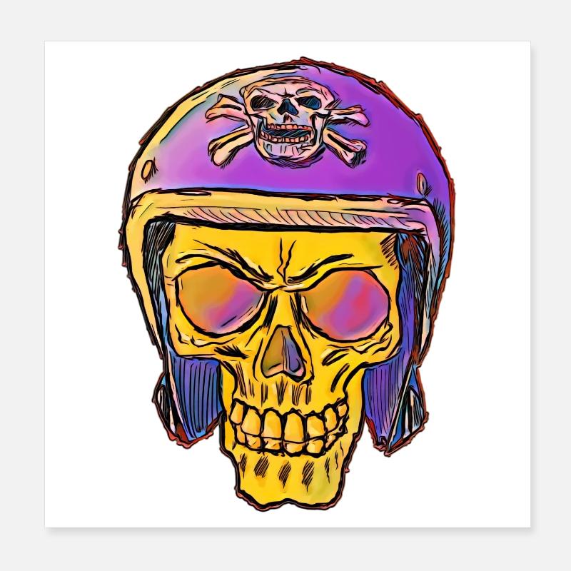 Tête de mort Avec un casque skull Poster 20 x 20 cm