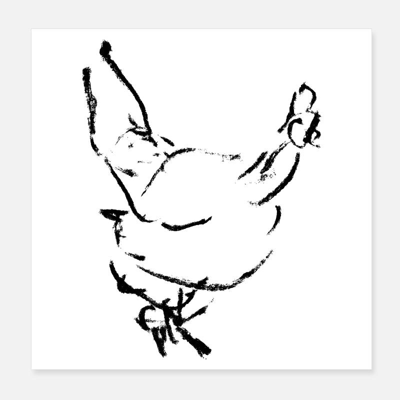 Poule - Dessin / POULET Poster 20 x 20 cm