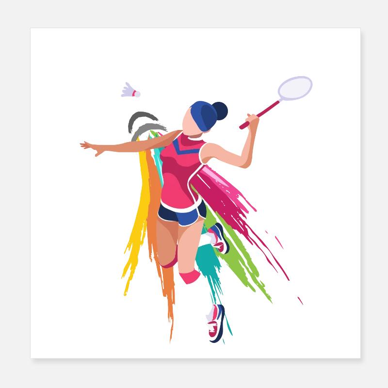 Badminton Women Poster 20x20 cm