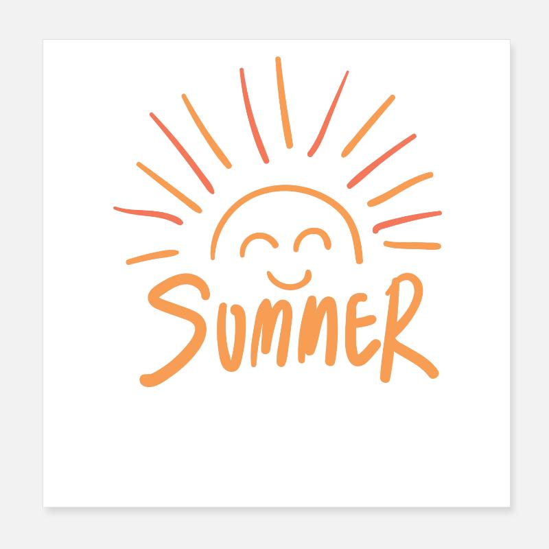 Lebendige Sommer Sonnenstrahlen Illustration Poster 20x20 cm