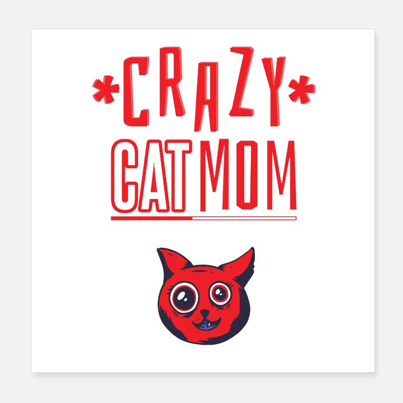 Maman chat folle Poster 20 x 20 cm