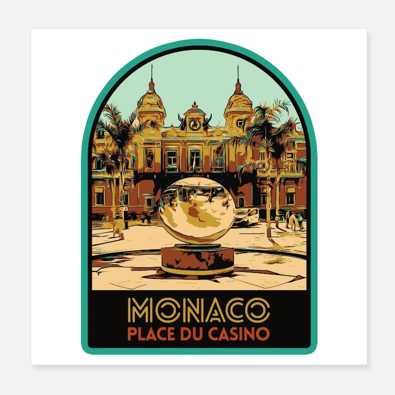 Illustration originale Casino Monaco Côte d'Azur Poster 20 x 20 cm
