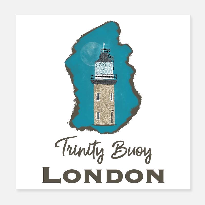 London, Leuchtturm Trinity Buoy, Pixel- Art Poster 20x20 cm