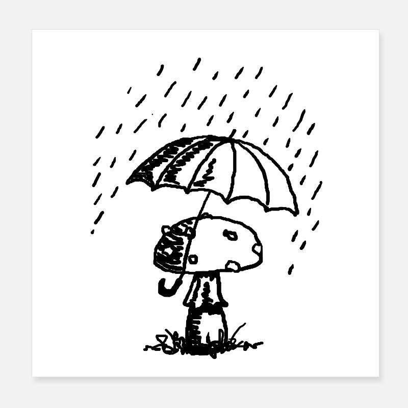 Champignon sous la pluie Poster 20 x 20 cm