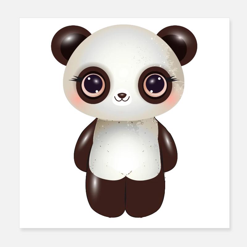 niedlicher Panda mit rosa Wangen im Comic Stil Poster 20x20 cm