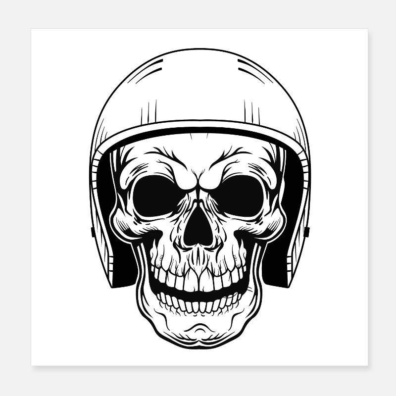 BIKER SCHÄDEL Poster 20x20 cm