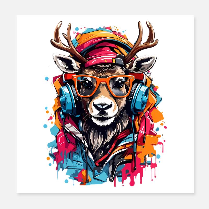 Coole Rentier Poster 20x20 cm