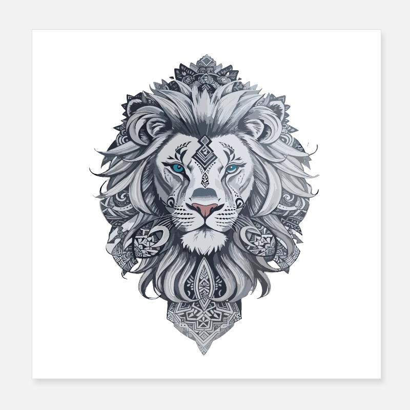Lion head style Maori tattoo Poster 8" x 8" (20x20 cm)