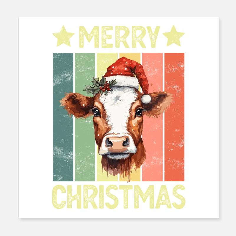 Kuh Weihnachten Poster 20x20 cm