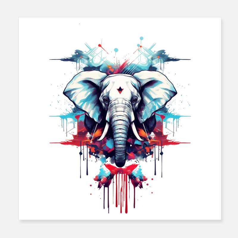 Designer Style Elephant Poster 8" x 8" (20x20 cm)