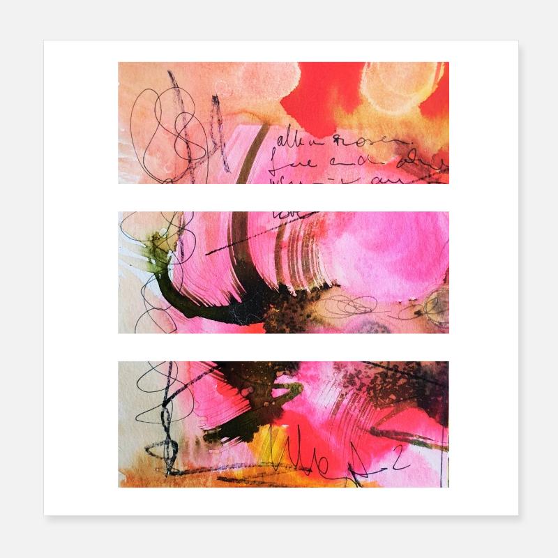 Art abstrait dans les tons roses et noirs Poster 20 x 20 cm