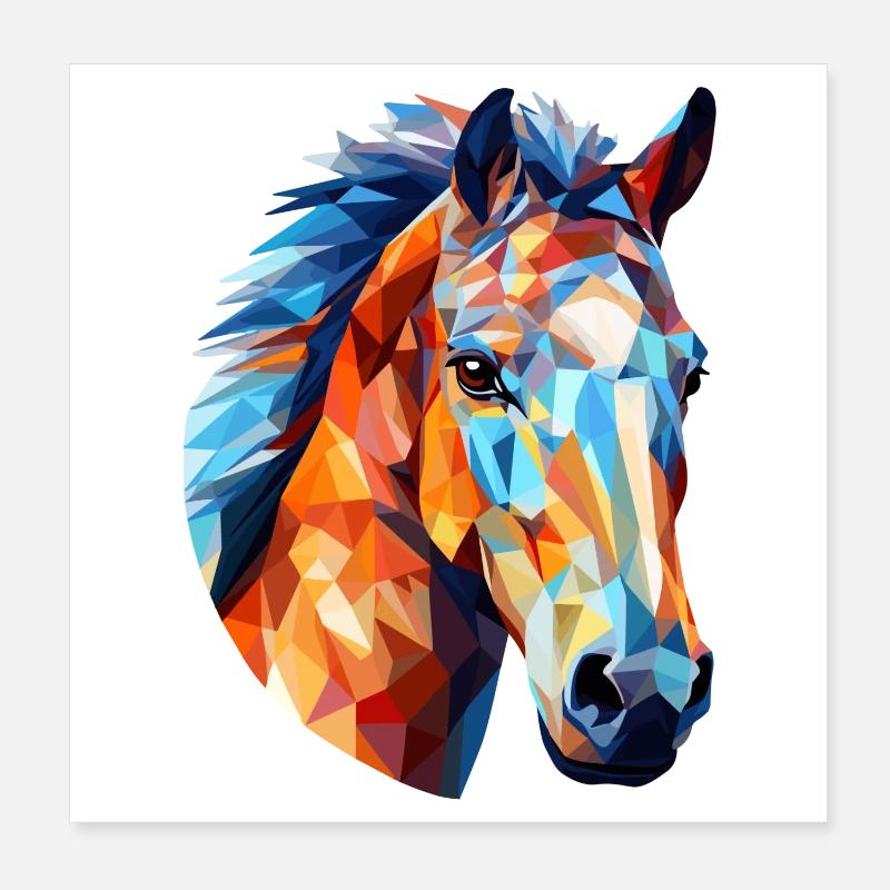 Pferd Polygon Pferdekopf Pferde Poster 20x20 cm