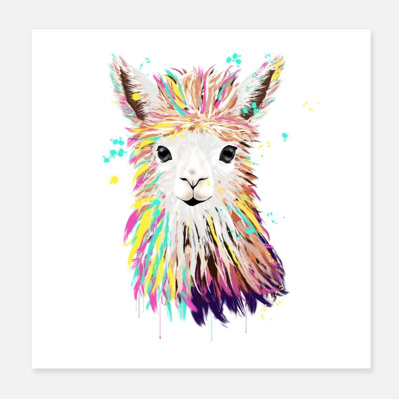 Llama Watercolor Poster 20x20 cm