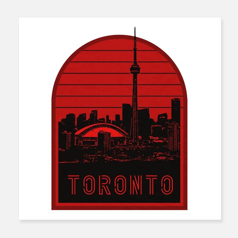 Toronto Skyline Red Silhouette Poster 8" x 8" (20x20 cm)