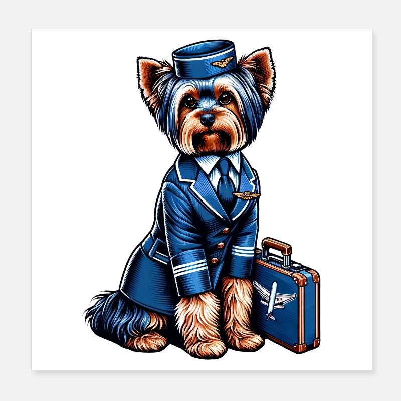 Yorkshire Terrier Stewardess Poster 20x20 cm