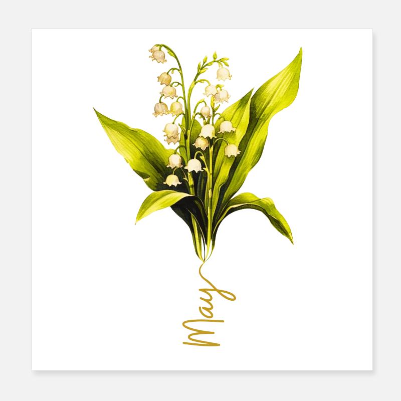 Maiglöckchen Naturalistisches Design Poster 20x20 cm
