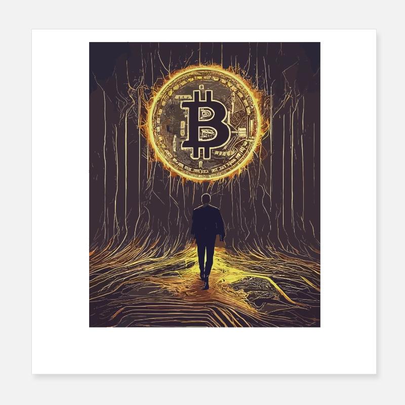 Scène forestière numérique Bitcoin Poster 20 x 20 cm