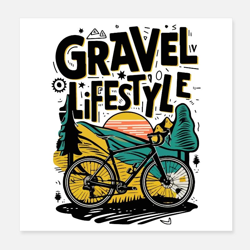 Illustration de cyclisme de style de vie de gravier Poster 20 x 20 cm