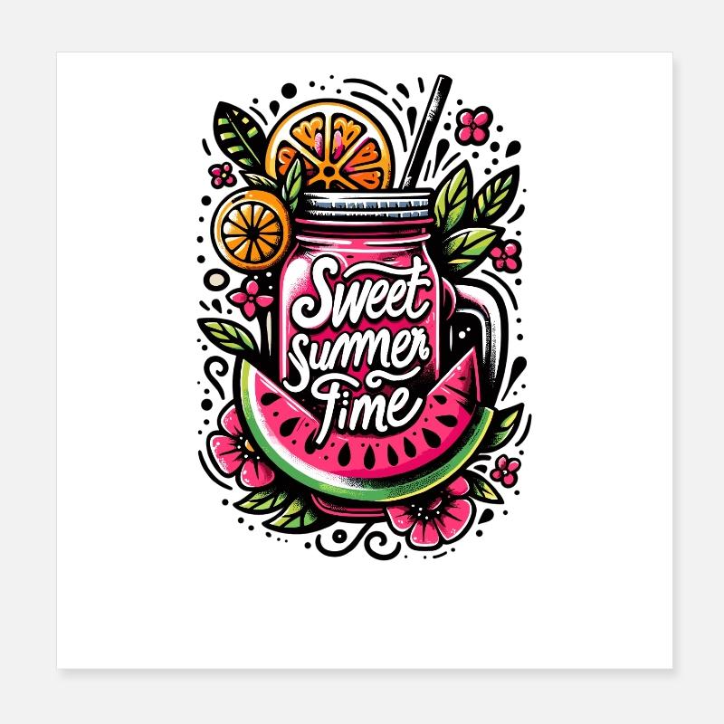 Summery fruit drinking bag Poster 8" x 8" (20x20 cm)