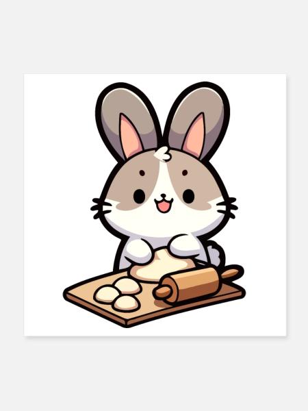 Bunny Baker: The Dough Delighter - Poster 8" x 8" (20x20 cm) - white - Front