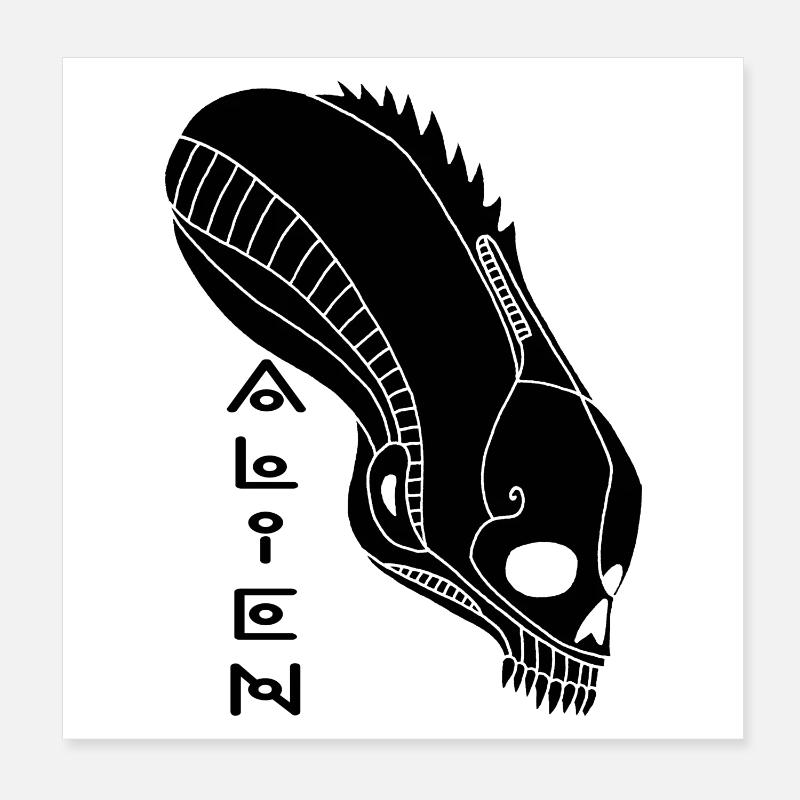 Black Alien Skull Poster 8" x 8" (20x20 cm)