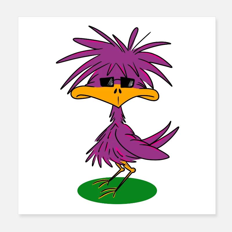 Oiseau funky - Poster 20 x 20 cm - blanc