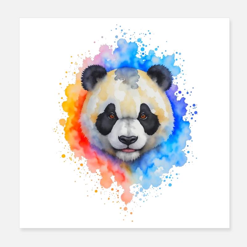 Wasserfarben Panda Splash Poster 20x20 cm