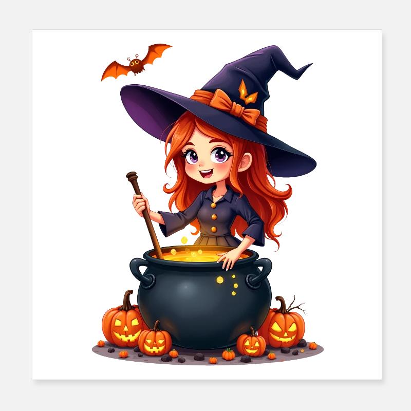 LANCEMENT DE SORTS SORCIÈRE HALLOWEEN Poster 20 x 20 cm