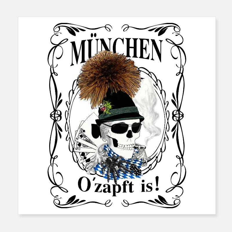 Bierzelt-Skull Poster 20x20 cm