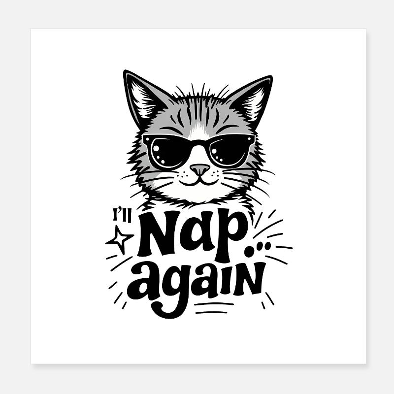 CAT NAP AGAIN Poster 20x20 cm