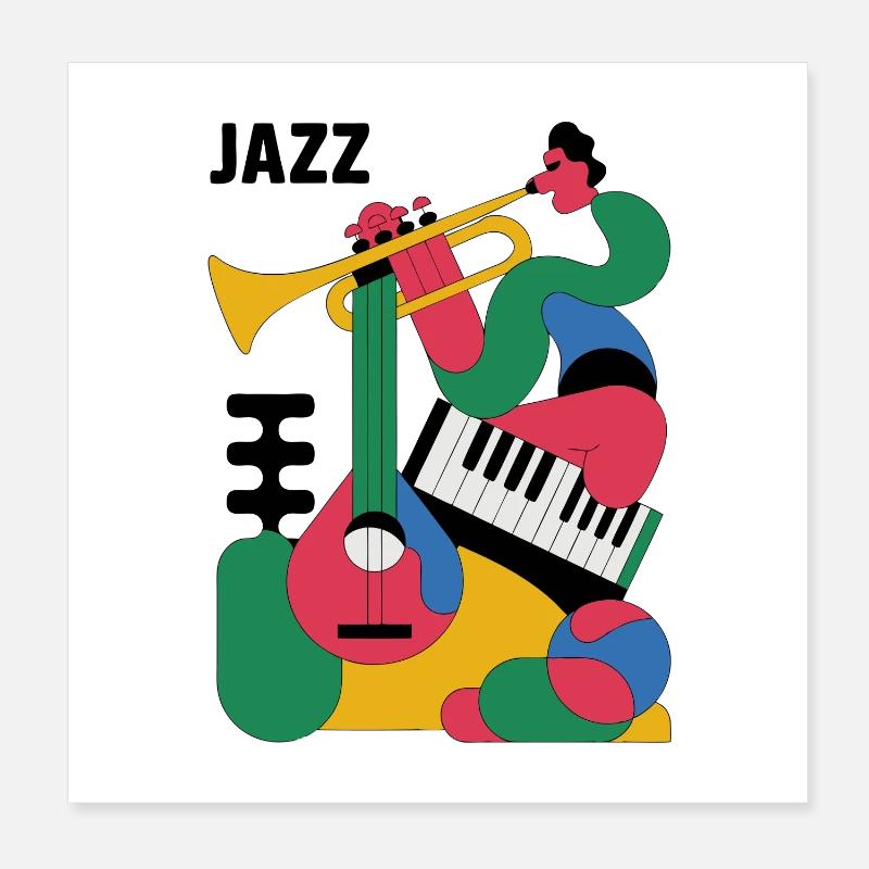 Illustration de thème de musique colorée Poster 20 x 20 cm