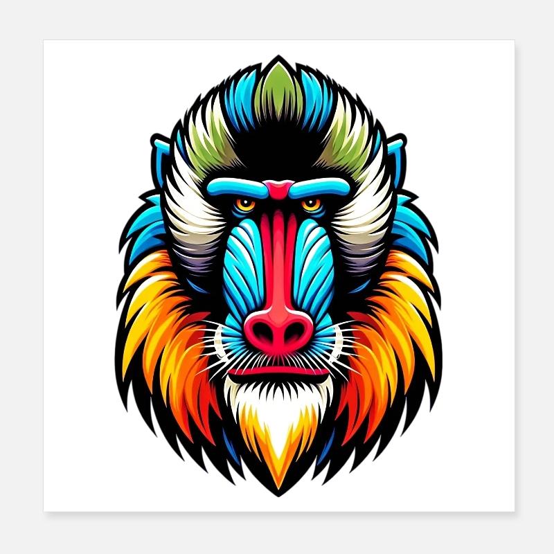 Mandrill-Affe Poster 20x20 cm