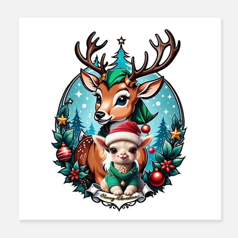 Illustration de Noël joyeuse et confortable Poster 20 x 20 cm