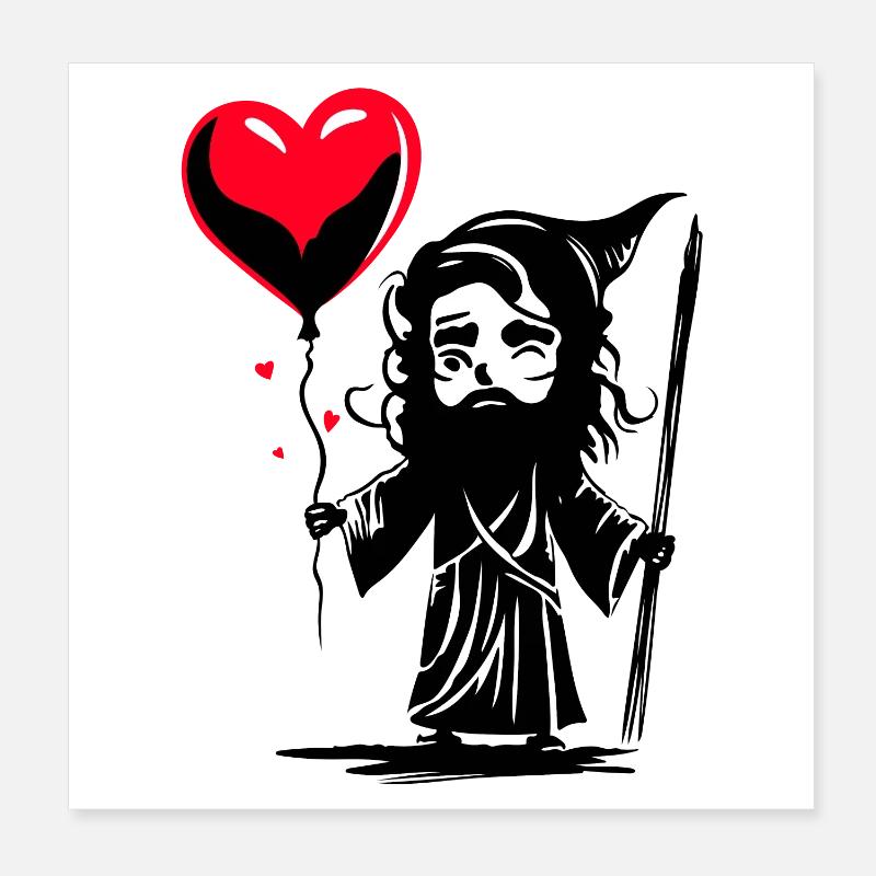 Odin avec ballon cœur - Heartful Creatures Poster 20 x 20 cm