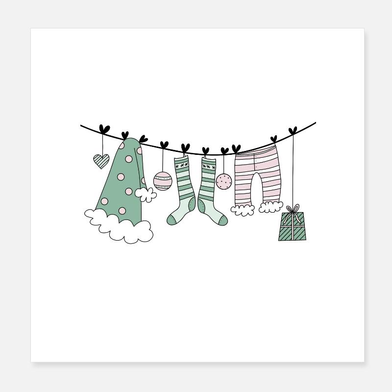 Corde à linge du Père Noël Poster 20 x 20 cm