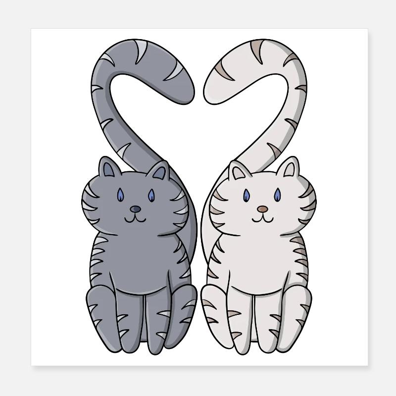 Verliebte Kätzchen Poster 20x20 cm
