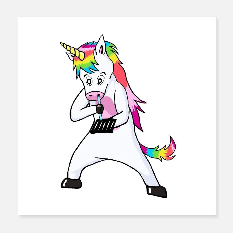 Rave Unicorns Line White Logo 18+ Poster 20x20 cm