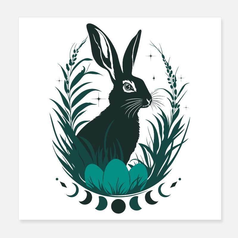 Ostara Hase mit Mondphasen Wicca Design Poster 20x20 cm