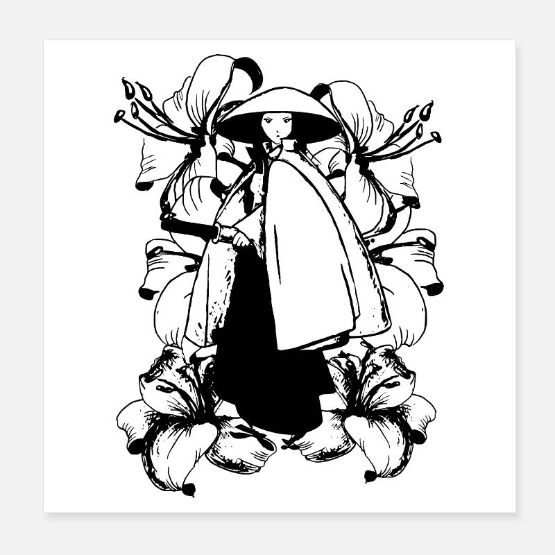 Samurai mit Katana Poster 20x20 cm