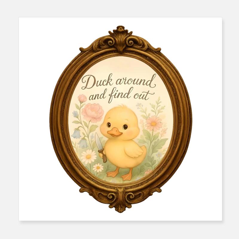 Canard aquarelle « Canard et découvre » - Meme Poster 20 x 20 cm