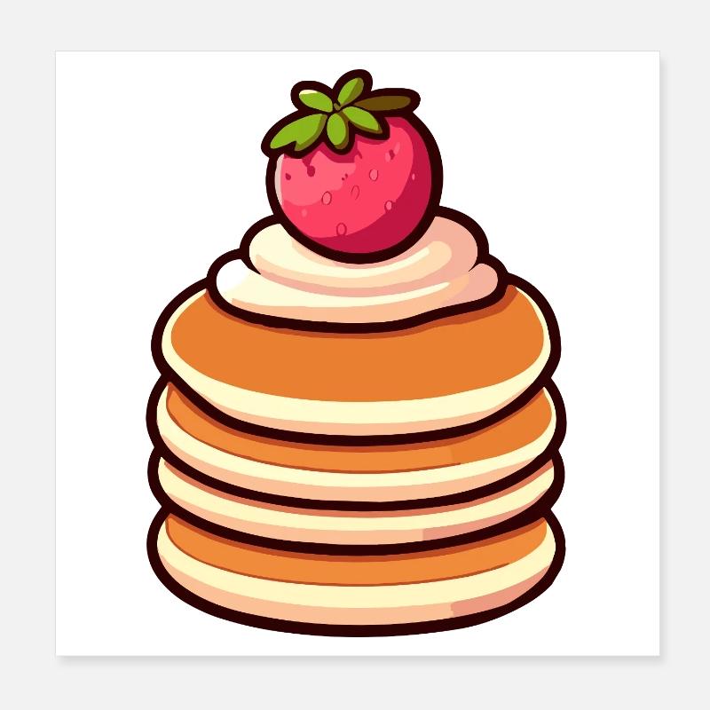 Erdbeer-Pfannkuchen-Illustration Poster 20x20 cm