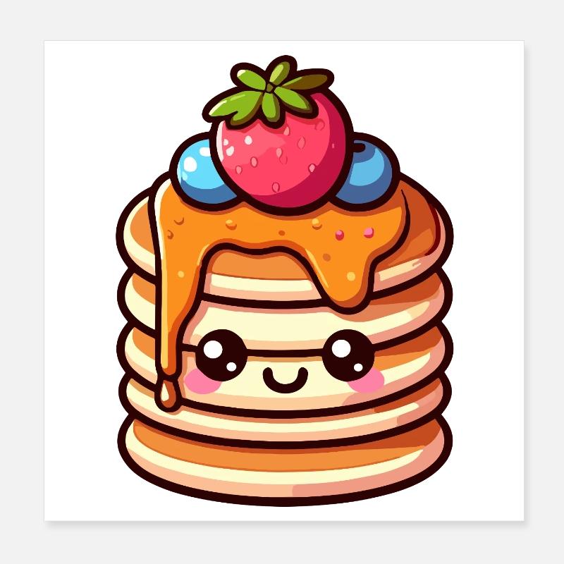 Kawaii Snack Stack T-Shirt Design Poster 20x20 cm