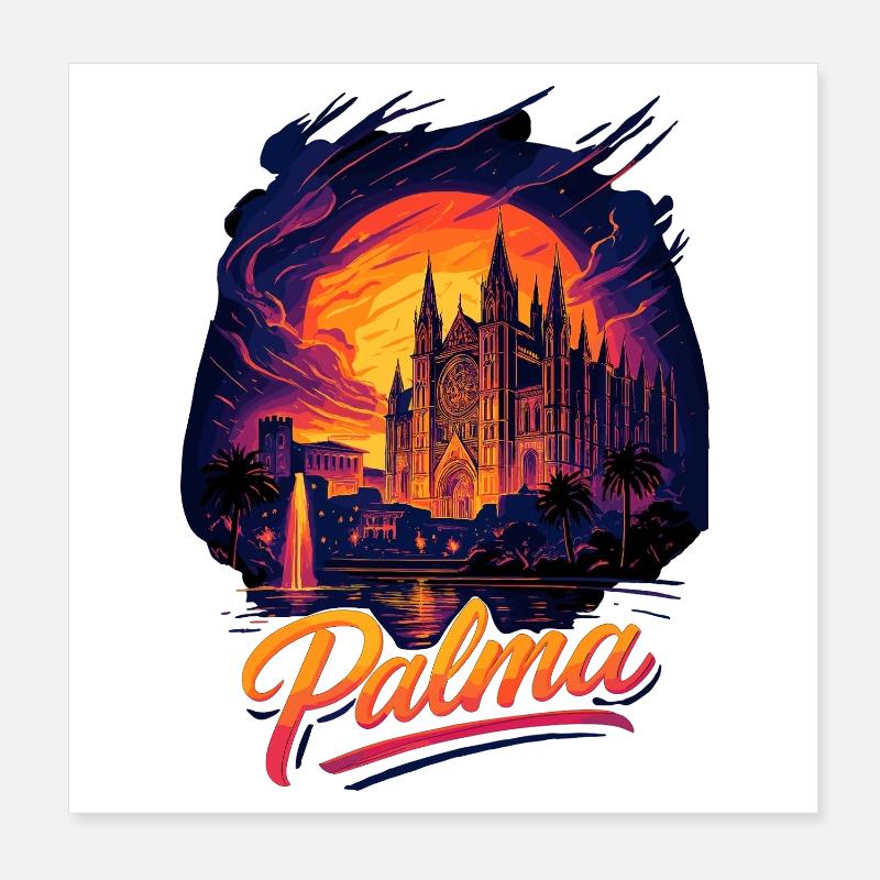 Palma Capital Mallorca Silhouette Cadeau Poster 20 x 20 cm