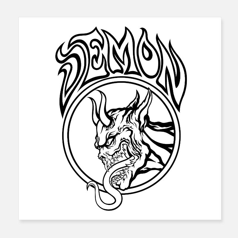 Dämon – Höllische Strichzeichnung Illustration Poster 20x20 cm