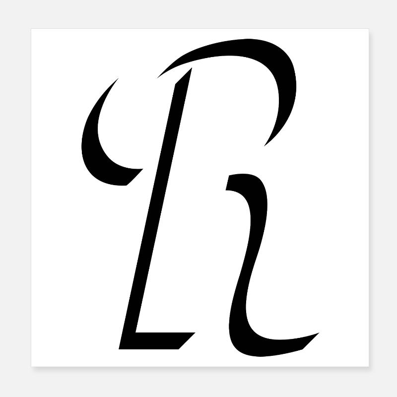 Lettre R, nom, la lettre R Poster 20 x 20 cm