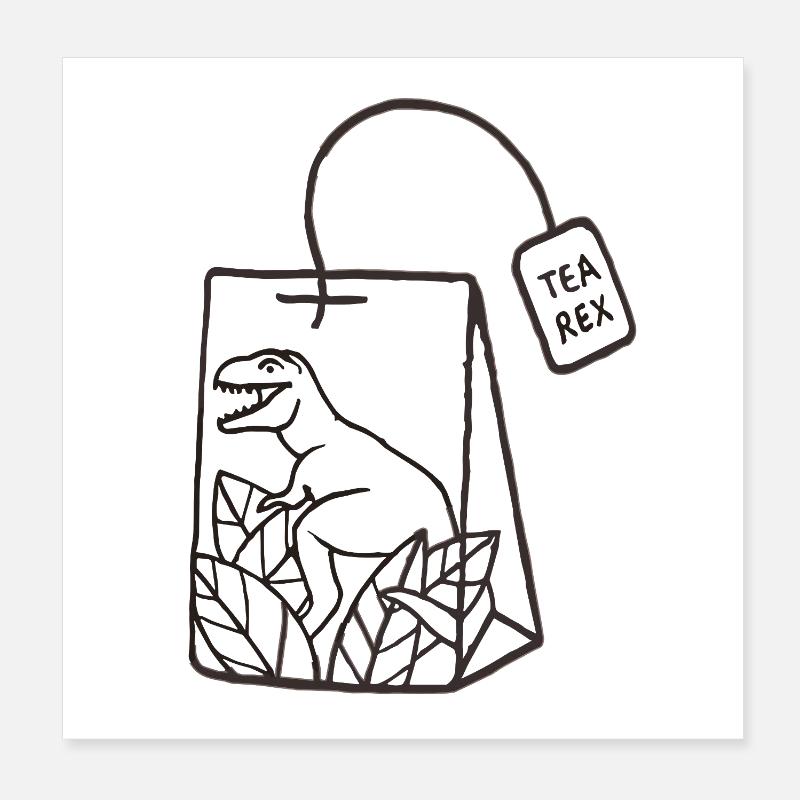 Conception de sachet de thé dinosaure Poster 20 x 20 cm