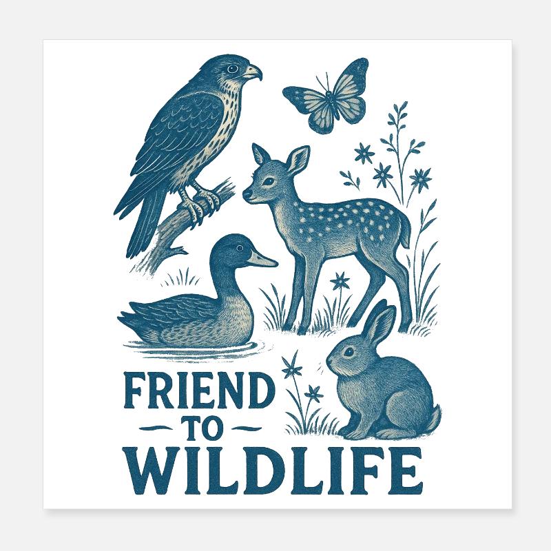 Tierwelt Freundschaft Illustration Poster 20x20 cm