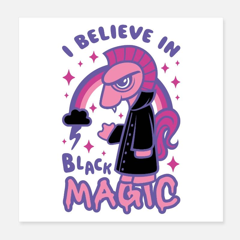 Grumpy Pink Pony glaubt an schwarze Magie Poster 20x20 cm
